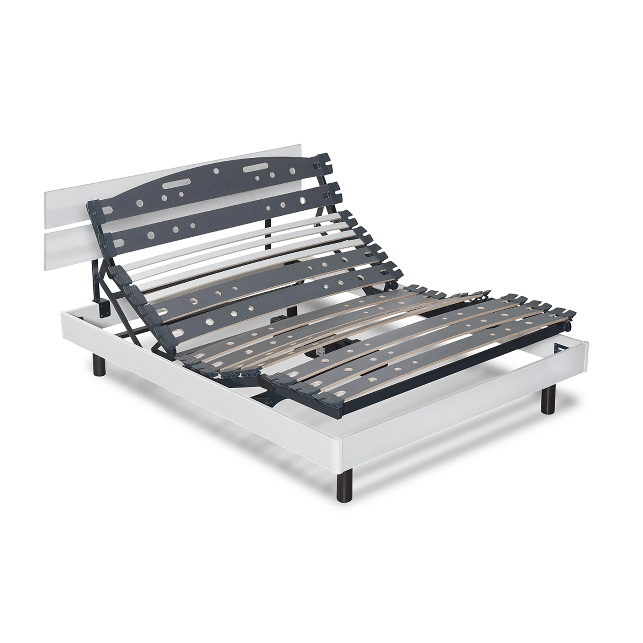 Sommier électrique De Relaxation 140x190 + Tête De Lit Imitation Frêne Blanc