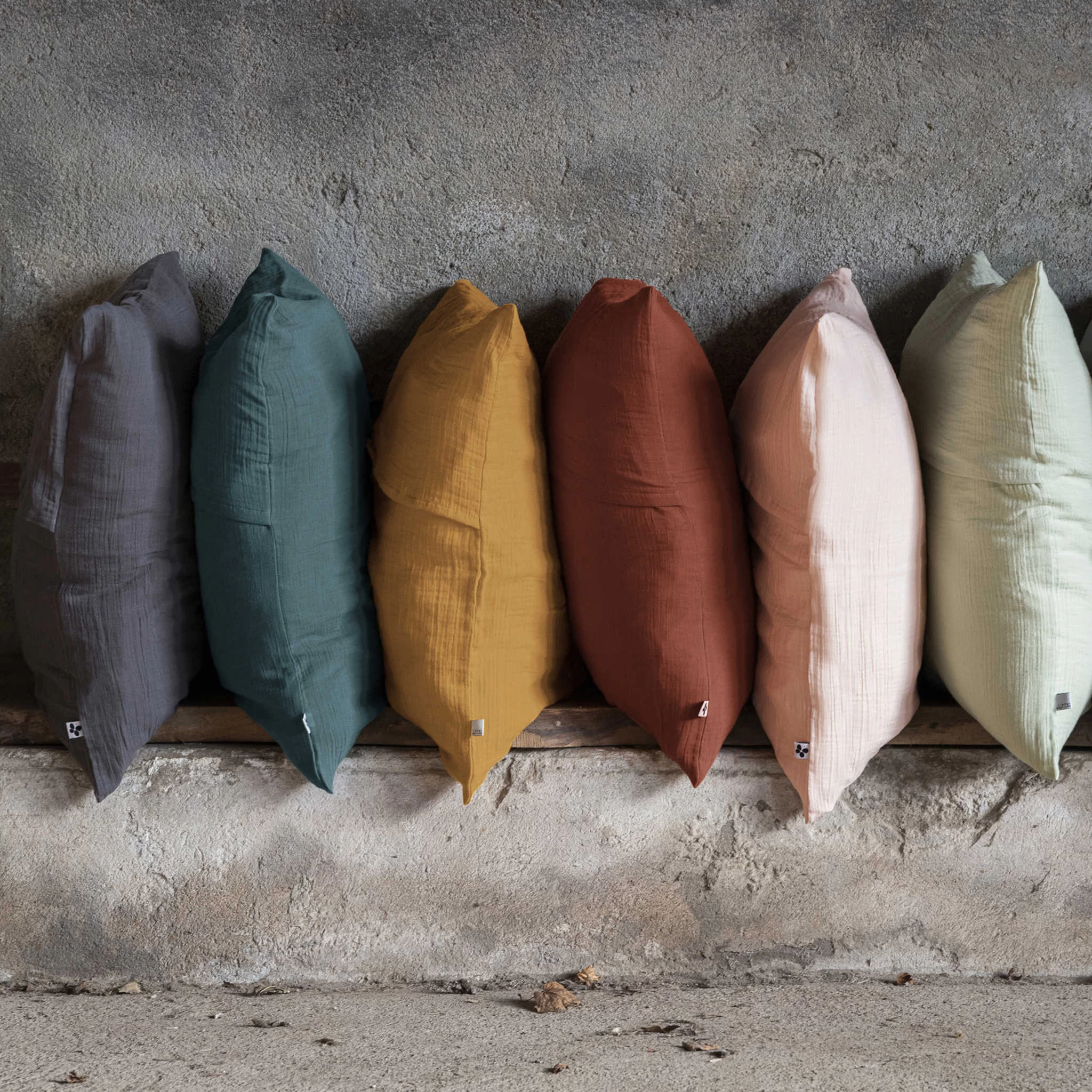 Lot De 2 Taies D'oreillers Double Gaze De Coton Bleu Canard – Image 4