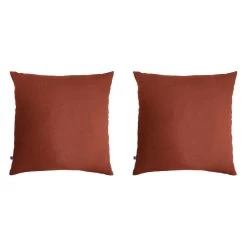 Lot De 2 Taies D'oreillers Double Gaze De Coton Orange Terracotta