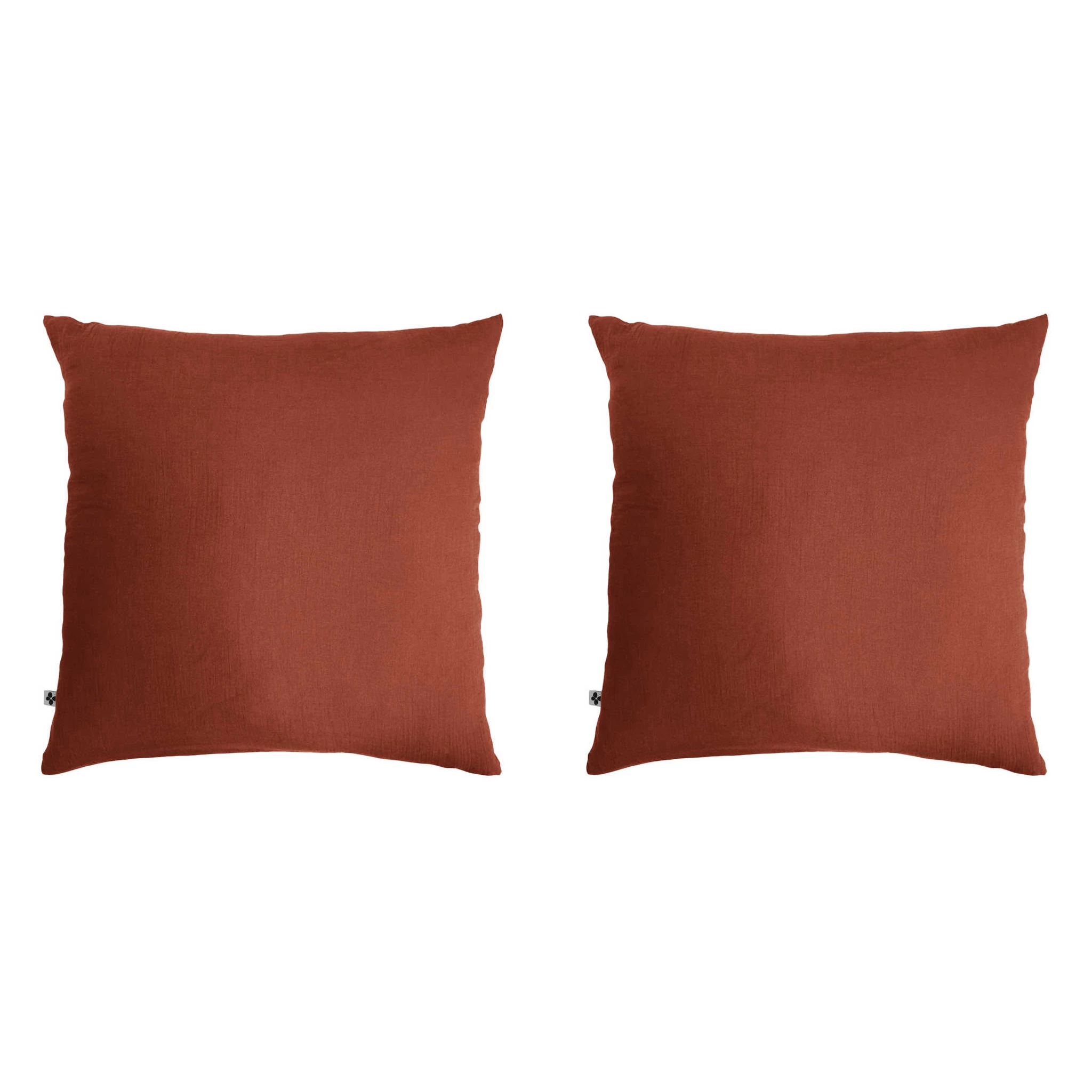 Lot De 2 Taies D'oreillers Double Gaze De Coton Orange Terracotta
