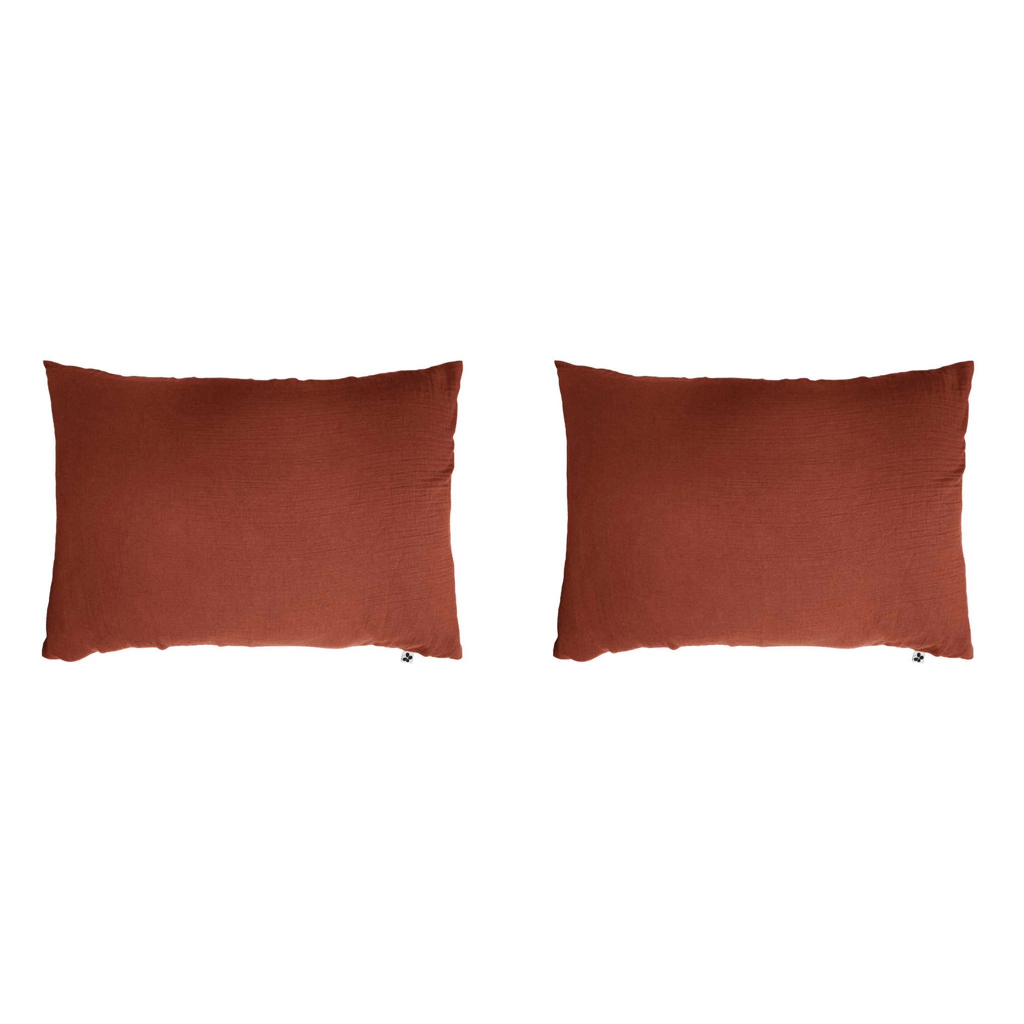 Lot De 2 Taies D'oreillers Double Gaze De Coton Orange Terracotta – Image 2