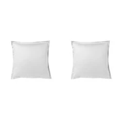 Lot De 2 Taies D'oreiller Blanc 100% Satin De Coton