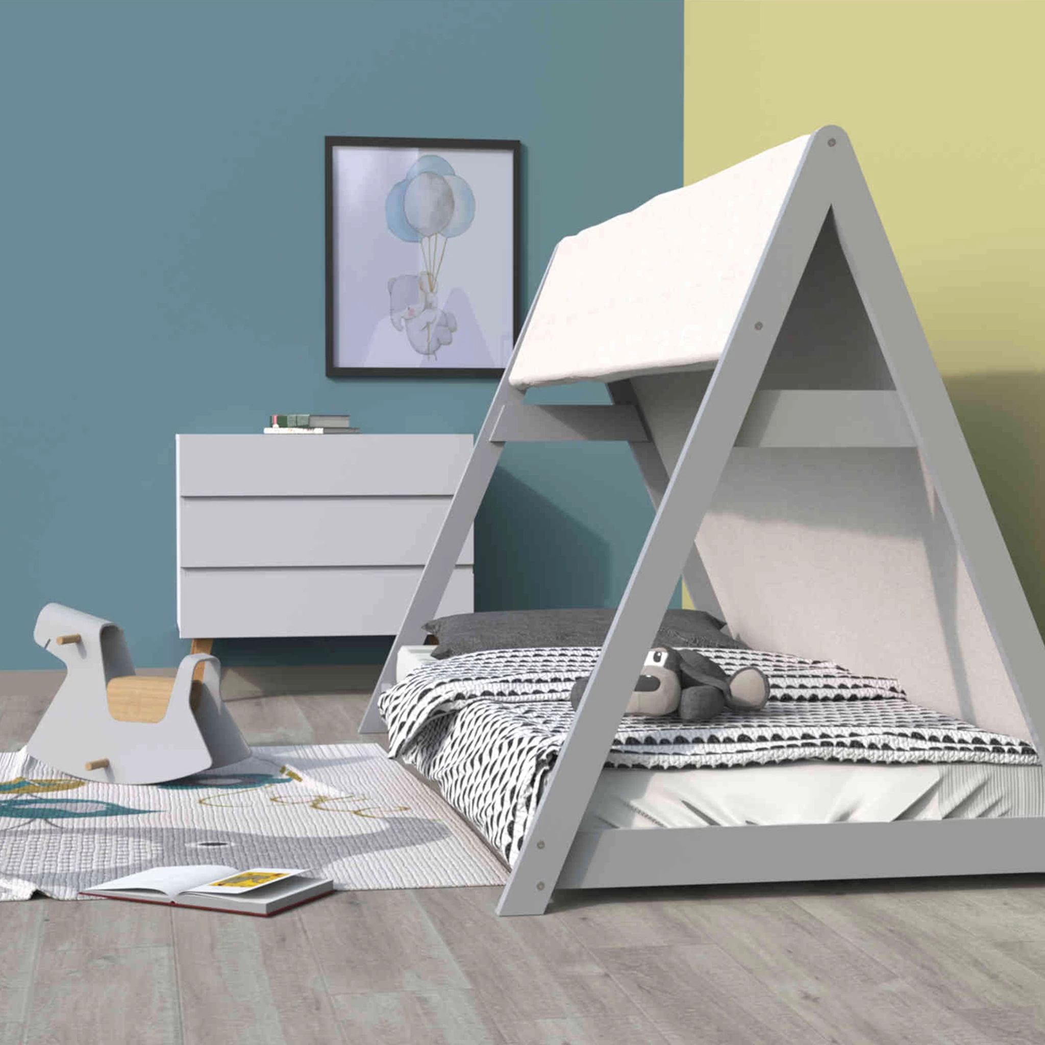 Lit Tipi Enfant En Bois Gris 90x200 - LT14005 â Image 2