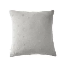 Taie D'oreiller Brodée Double Gaze De Coton Gris