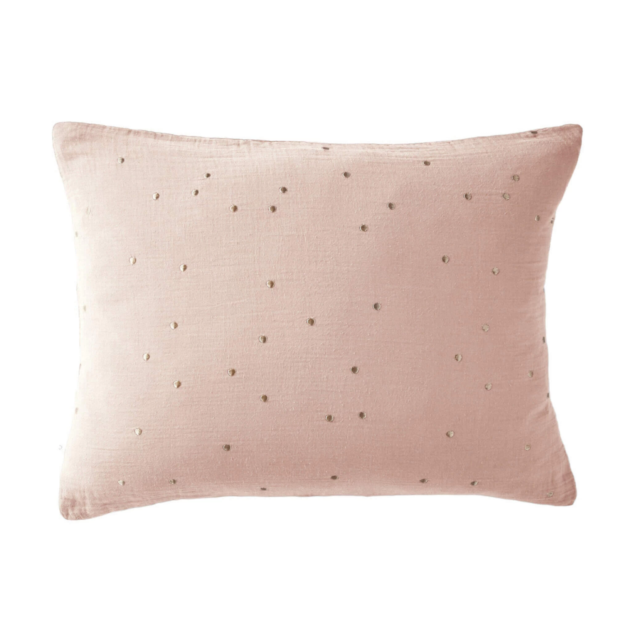 Taie D'oreiller à Pois Brodés Double Gaze De Coton Rose – Image 2
