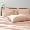 Taie D'oreiller à Carreaux Double Gaze De Coton Rose