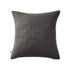 Taie D'oreiller à Carreaux Double Gaze De Coton Anthracite