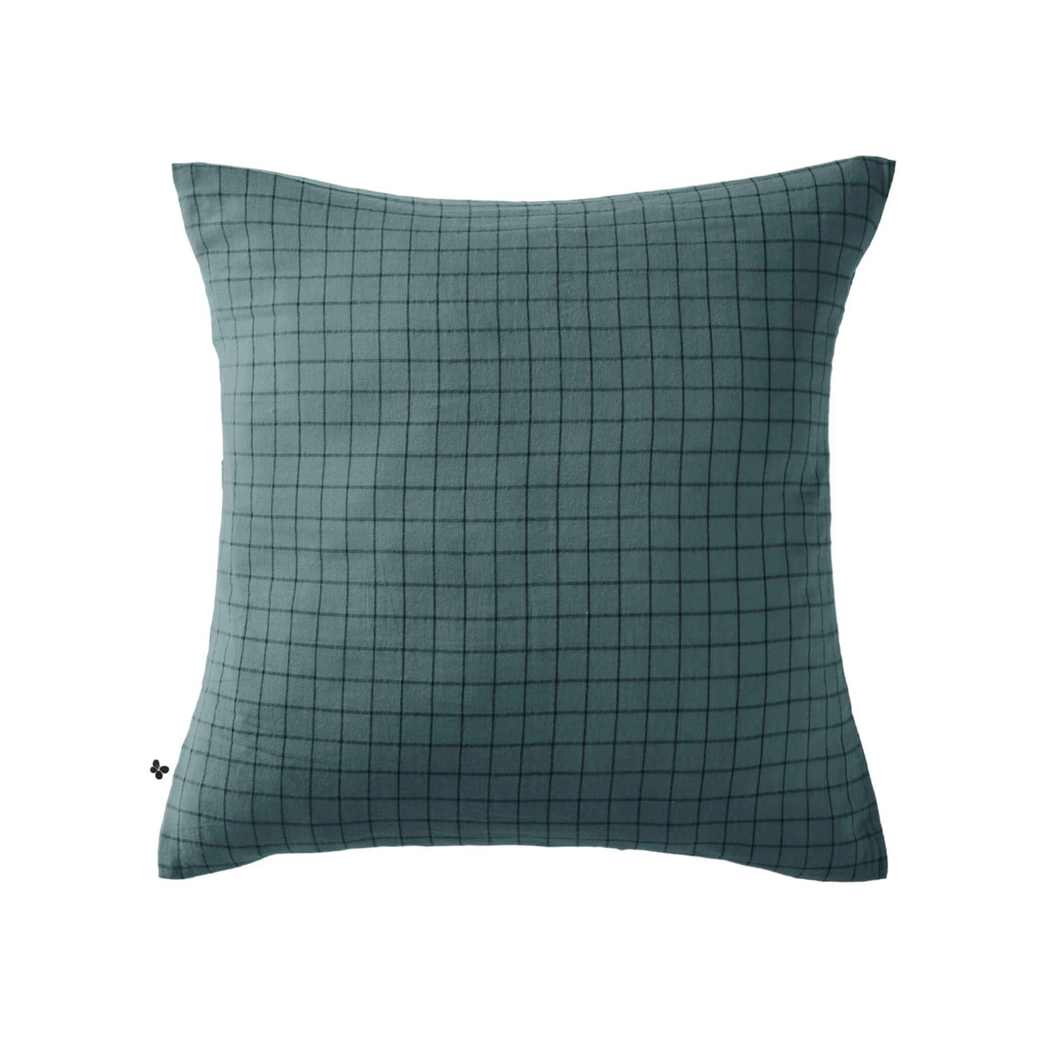 Taie D'oreiller à Carreaux Double Gaze De Coton Bleu Canard – Image 2