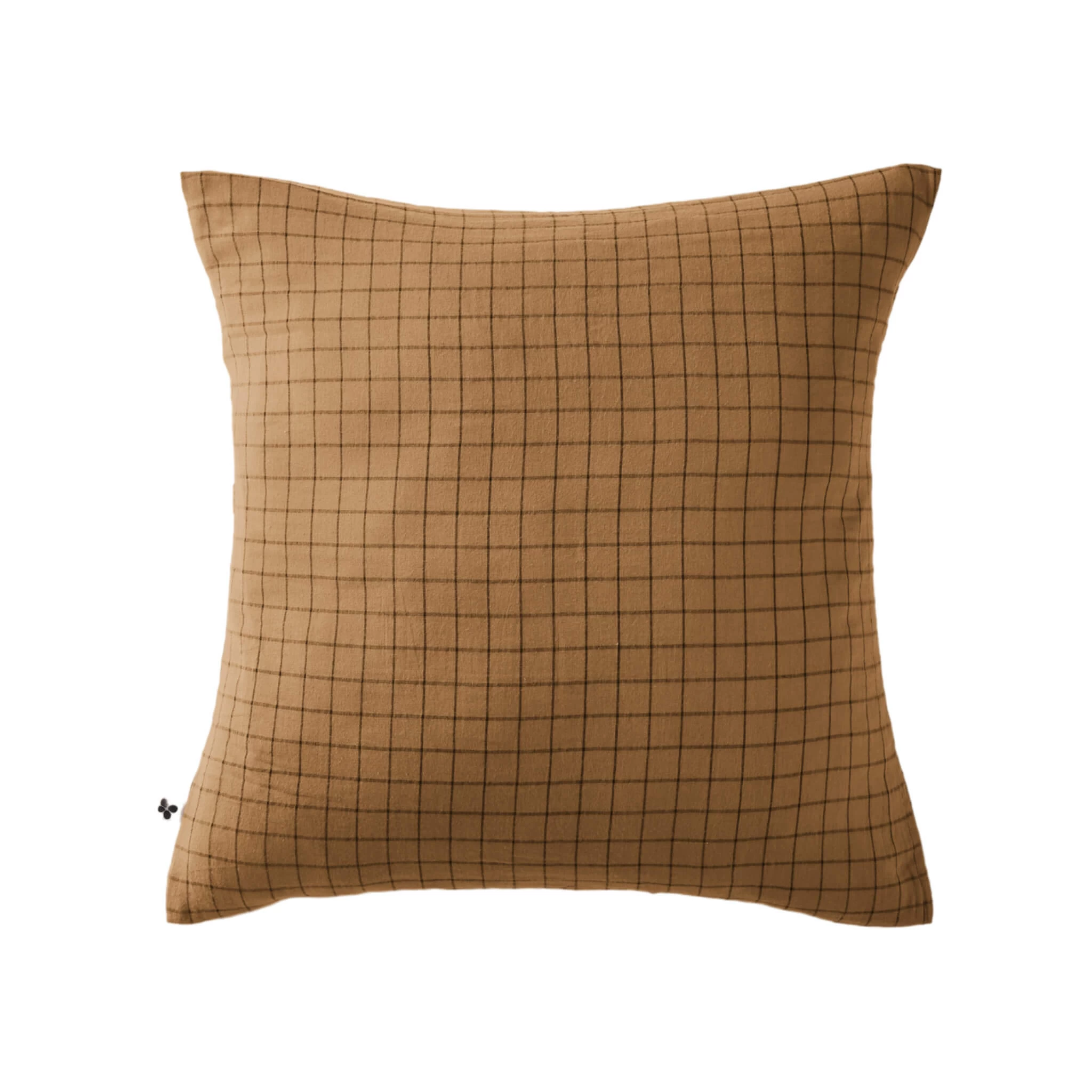 Taie D'oreiller à Carreaux Double Gaze De Coton Marron – Image 2
