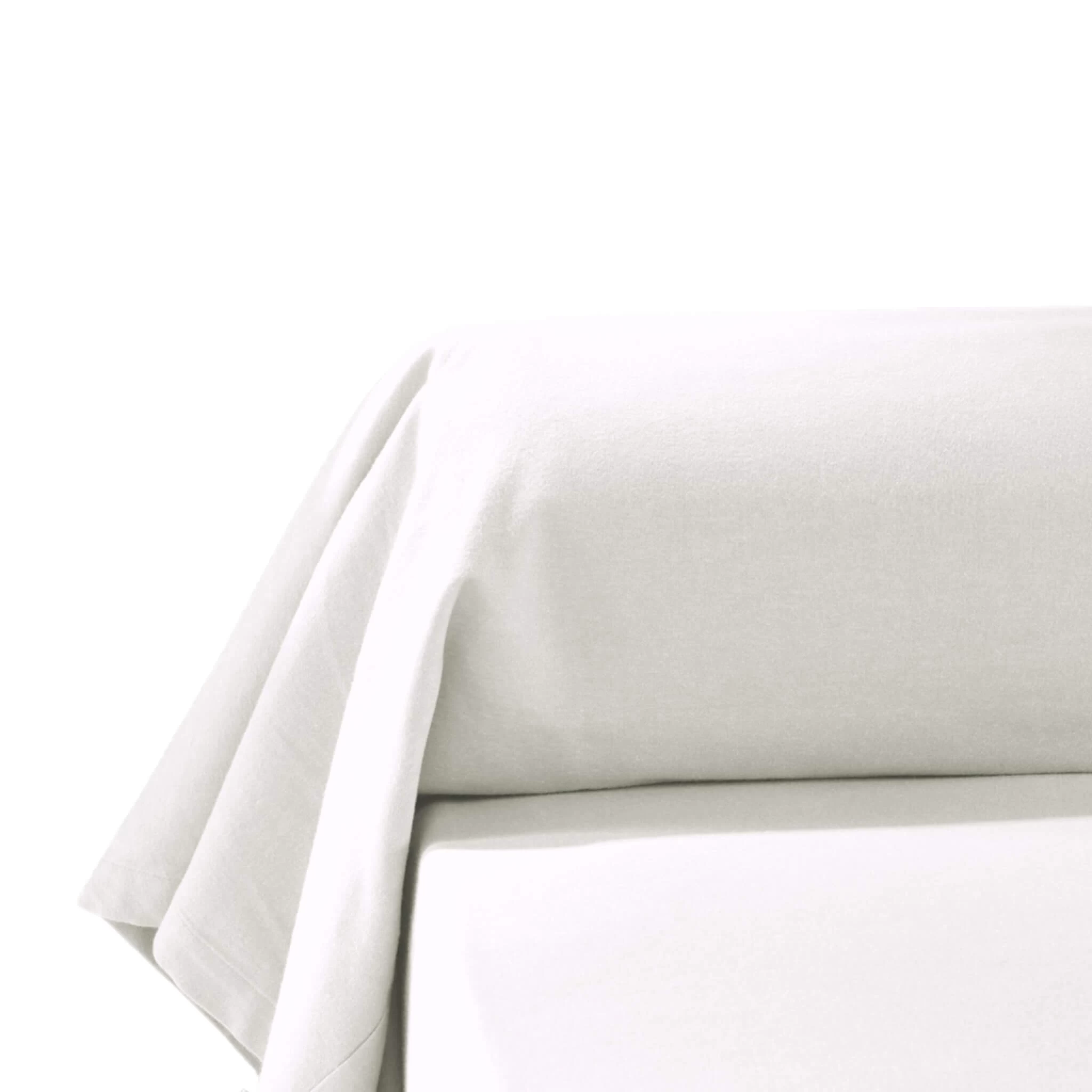 Taie De Traversin Flanelle Blanc – Image 2